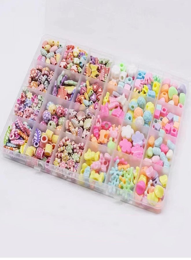 DAYANIDHI Kids Creative Jewellery Making Kit| Acrylic Mixed Color Letter Fish Star Flower Candy Beads| Girls Jewelry Craft Bead with Holes Art Necklace Bracelets Crafting Bead Kit (Pack of 1) - Image 2
